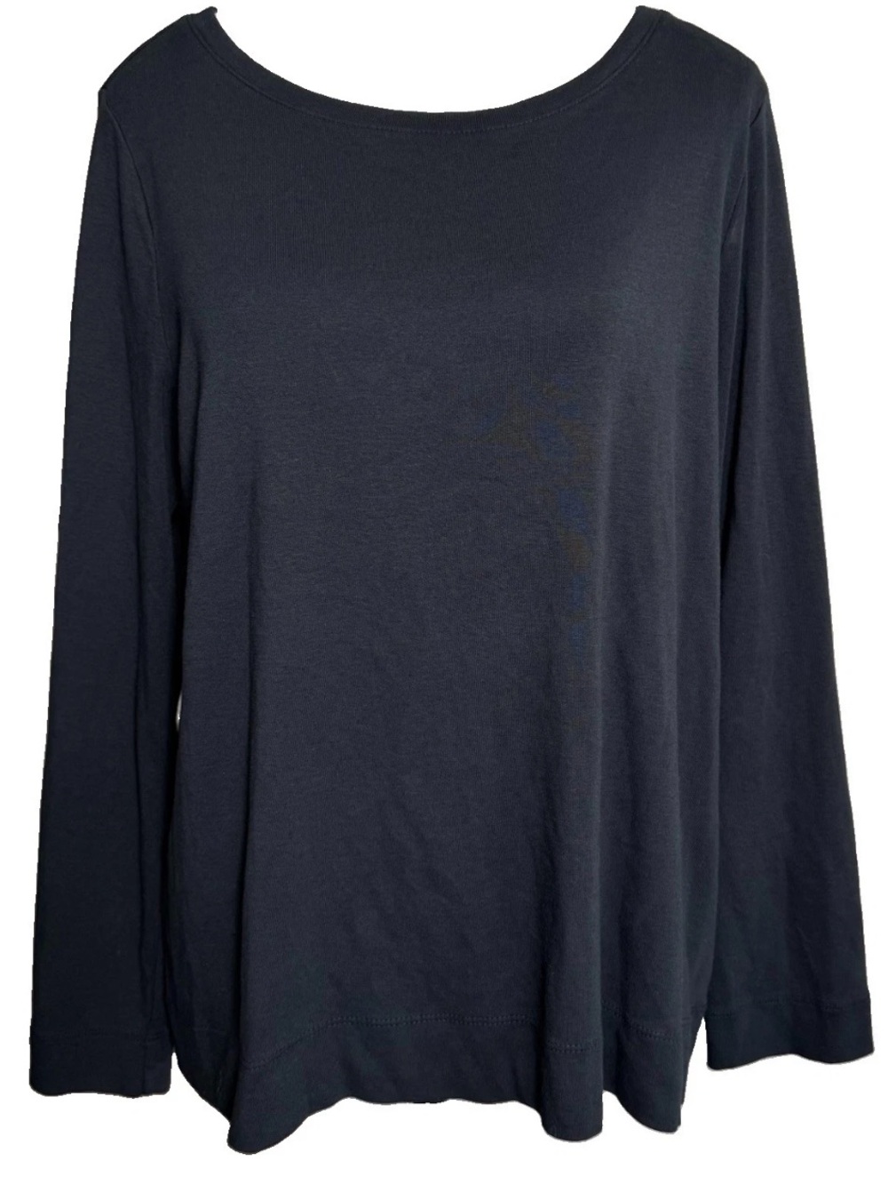 J Jill Perfect Pima Cotton Long Sleeve Black Tee Crew Neck Large Petite New NWT